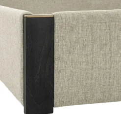 Casa Padrino Luxus Doppelbett Rahmen mit Kopfteil Naturfarben / Messing / Anthrazitgrau 224 x 224 x H. 145,5 cm - Schlafzimmer Möbel - Hotel Möbel - Luxus Qualität