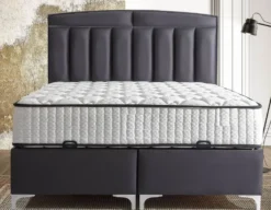Casa Padrino Luxus Doppelbett Lila / Weiß - Verschiedene Größen - Massivholz Bett mit Kopfteil und Matratze - Schlafzimmer Möbel - Hotel Möbel - Luxus Möbel
