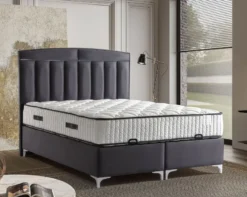 Casa Padrino Luxus Doppelbett Lila / Weiß - Verschiedene Größen - Massivholz Bett mit Kopfteil und Matratze - Schlafzimmer Möbel - Hotel Möbel - Luxus Möbel