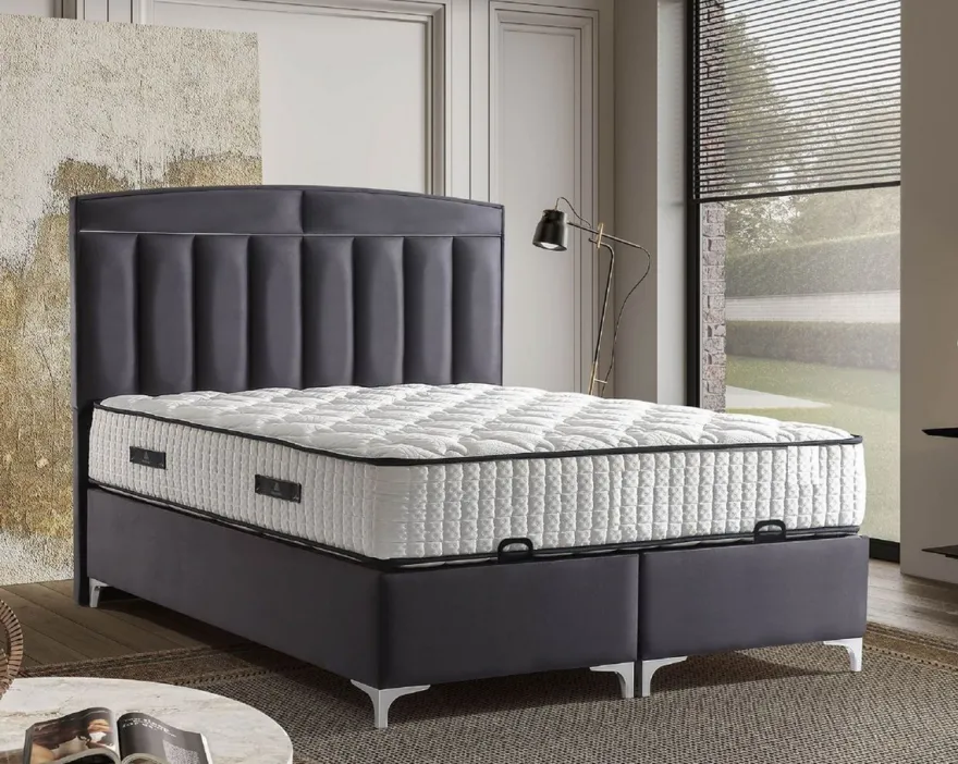 Casa Padrino Luxus Doppelbett Lila / Weiß - Verschiedene Größen - Massivholz Bett mit Kopfteil und Matratze - Schlafzimmer Möbel - Hotel Möbel - Luxus Möbel