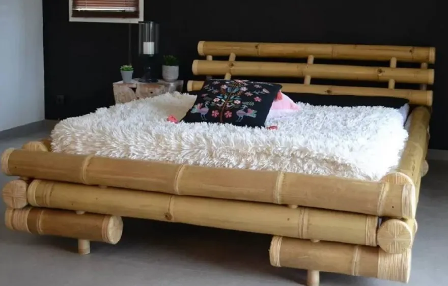 Casa Padrino Luxus Doppelbett Naturfarben 190 x 245 x H. 70 cm - Bambus Bett - Schlafzimmer Möbel - Bambus Möbel - Luxus Möbel - Luxus Einrichtung