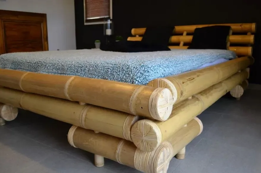 Casa Padrino Luxus Doppelbett Naturfarben 190 x 245 x H. 70 cm - Bambus Bett - Schlafzimmer Möbel - Bambus Möbel - Luxus Möbel - Luxus Einrichtung
