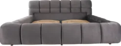 Casa Padrino Luxus Doppelbett Grau - Verschiedene Größen - Modernes Bett mit Kopfteil und Lattenrost - Moderne Schlafzimmer Möbel