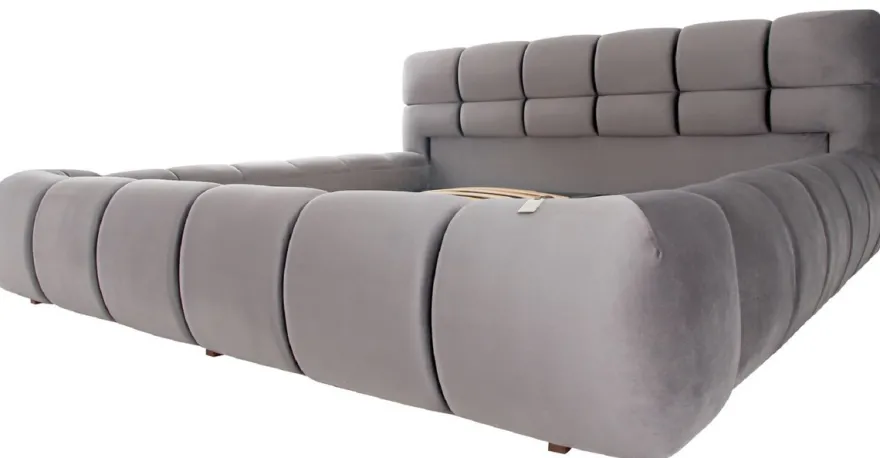 Casa Padrino Luxus Doppelbett Grau - Verschiedene Größen - Modernes Bett mit Kopfteil und Lattenrost - Moderne Schlafzimmer Möbel