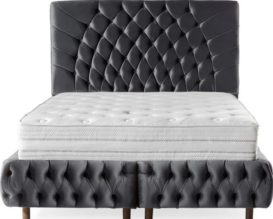 Casa Padrino Luxus Doppelbett Grau / Braun - Verschiedene Größen - Modernes Bett mit Matratze - Schlafzimmer Möbel