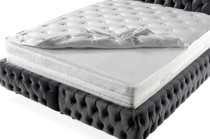 Casa Padrino Luxus Doppelbett Grau / Braun - Verschiedene Größen - Modernes Bett mit Matratze - Schlafzimmer Möbel