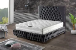 Casa Padrino Luxus Doppelbett Grau / Braun - Verschiedene Größen - Modernes Bett mit Matratze - Schlafzimmer Möbel