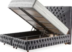 Casa Padrino Luxus Doppelbett Grau / Braun - Verschiedene Größen - Modernes Bett mit Matratze - Schlafzimmer Möbel