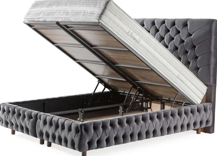 Casa Padrino Luxus Doppelbett Grau / Braun - Verschiedene Größen - Modernes Bett mit Matratze - Schlafzimmer Möbel