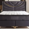 Casa Padrino Luxus Doppelbett Lila / Gold - Verschiedene Größen - Massivholz Bett mit Kopfteil und Matratze - Hotel Möbel - Schlafzimmer Möbel - Luxus Möbel