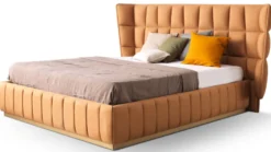 Casa Padrino Luxus Doppelbett Hellbraun / Beige 247 x 214 x H. 126 cm - Massivholz Bett - Schlafzimmer Möbel - Hotel Möbel - Luxus Möbel - Luxus Einrichtung