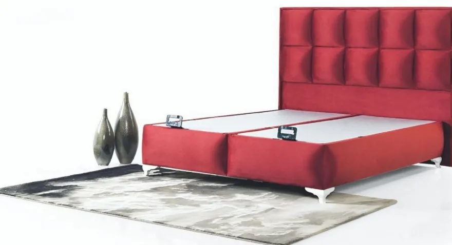 Casa Padrino Luxus Doppelbett Bordeauxrot / Weiß - Modernes Massivholz Bett - Moderne Schlafzimmer & Hotel Möbel - Luxus Kollektion