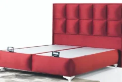 Casa Padrino Luxus Doppelbett Bordeauxrot / Weiß - Modernes Massivholz Bett - Moderne Schlafzimmer & Hotel Möbel - Luxus Kollektion