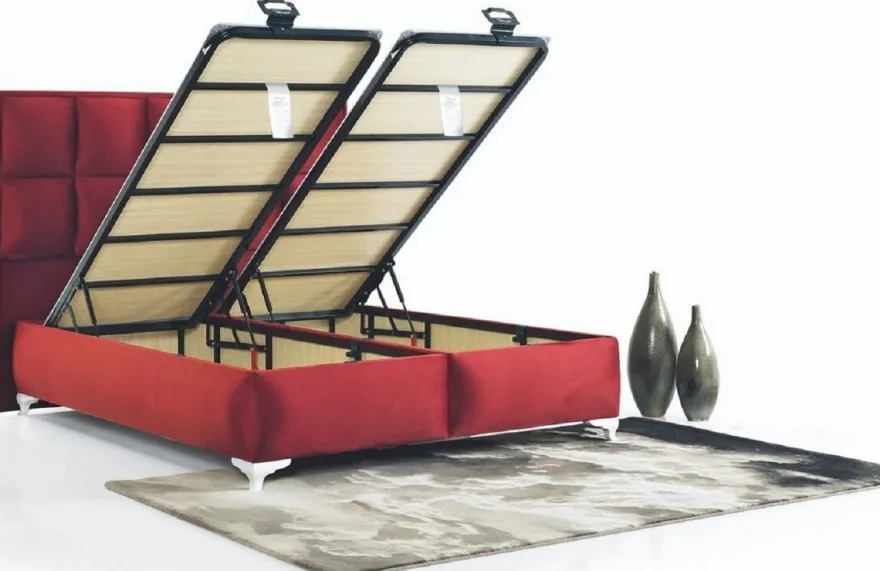 Casa Padrino Luxus Doppelbett Bordeauxrot / Weiß - Modernes Massivholz Bett - Moderne Schlafzimmer & Hotel Möbel - Luxus Kollektion