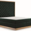 Casa Padrino Luxus Doppelbett Dunkelgrün / Naturfarben - Verschiedene Größen - Modernes Massivholz Bett mit Kopfteil - Moderne Schlafzimmer Möbel - Luxus Kollektion