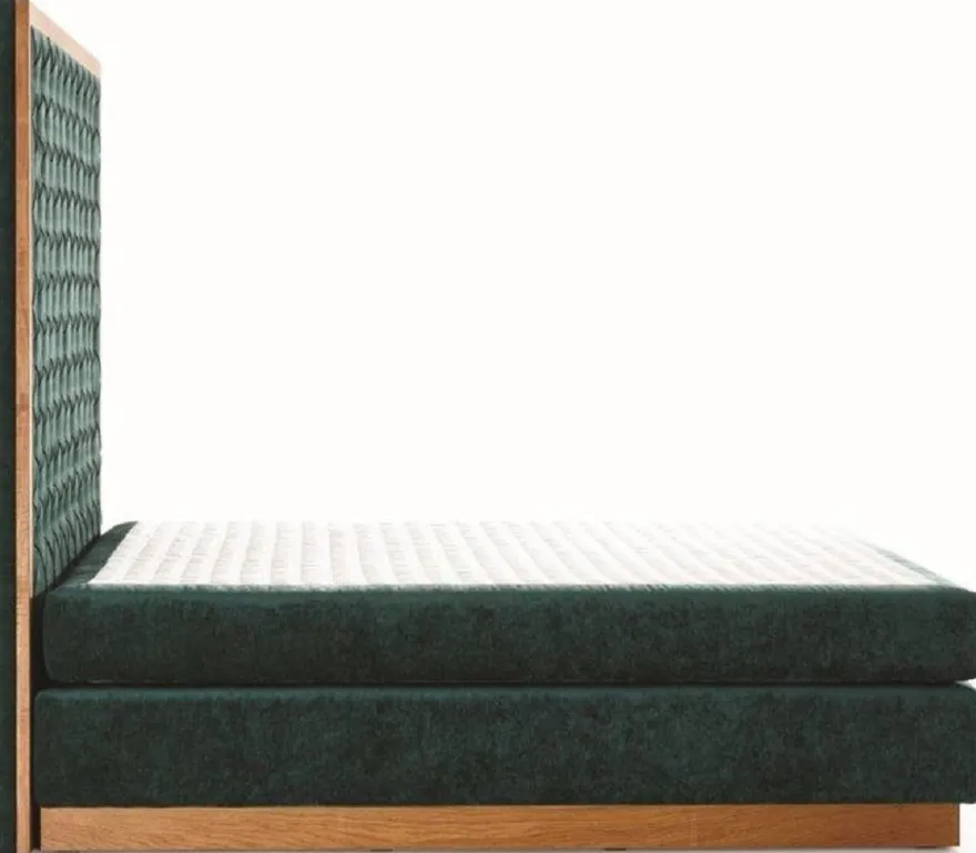 Casa Padrino Luxus Doppelbett Dunkelgrün / Naturfarben - Verschiedene Größen - Modernes Massivholz Bett mit Kopfteil - Moderne Schlafzimmer Möbel - Luxus Kollektion