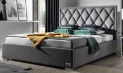 Casa Padrino Luxus Doppelbett Grau / Silber - Verschiedene Größen - Modernes Massivholz Bett mit Kopfteil - Schlafzimmer Möbel - Luxus Kollektion