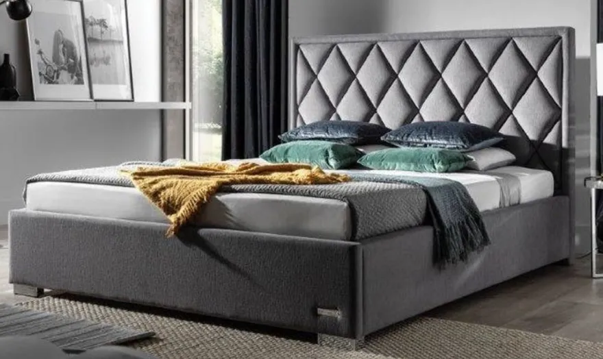 Casa Padrino Luxus Doppelbett Grau / Silber - Verschiedene Größen - Modernes Massivholz Bett mit Kopfteil - Schlafzimmer Möbel - Luxus Kollektion