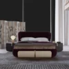 Casa Padrino Luxus Doppelbett Lila / Creme / Beige 207 x 225 x H. 110 cm - Massivholz Bett - Schlafzimmer Möbel - Hotel Möbel - Luxus Möbel - Luxus Einrichtung