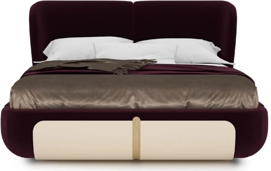 Casa Padrino Luxus Doppelbett Lila / Creme / Beige 207 x 225 x H. 110 cm - Massivholz Bett - Schlafzimmer Möbel - Hotel Möbel - Luxus Möbel - Luxus Einrichtung