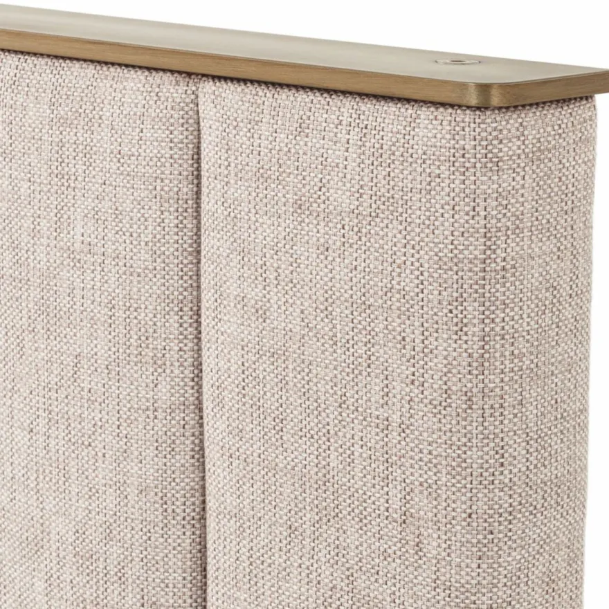 Casa Padrino Luxus Doppelbett Naturfarben / Messing / Schwarzgrau 180 x 210 cm - Schlafzimmer Möbel