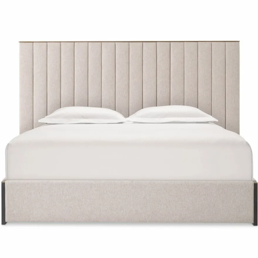 Casa Padrino Luxus Doppelbett Naturfarben / Messing / Schwarzgrau 180 x 210 cm - Schlafzimmer Möbel