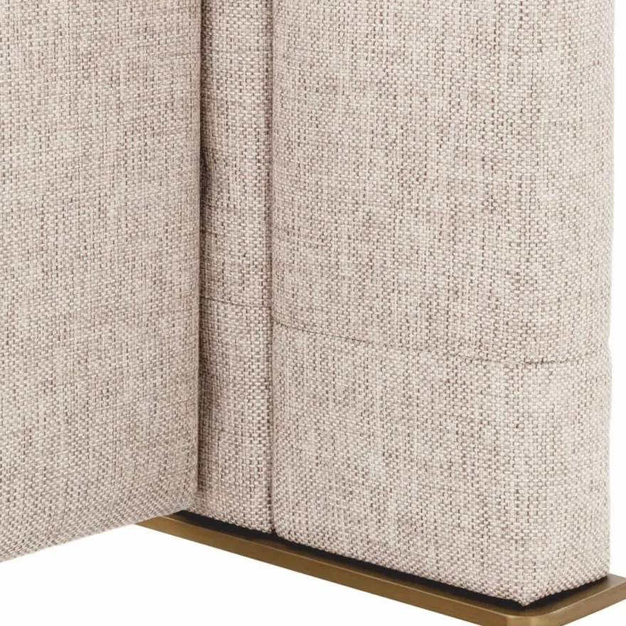 Casa Padrino Luxus Doppelbett Naturfarben / Messing / Schwarzgrau 180 x 210 cm - Schlafzimmer Möbel