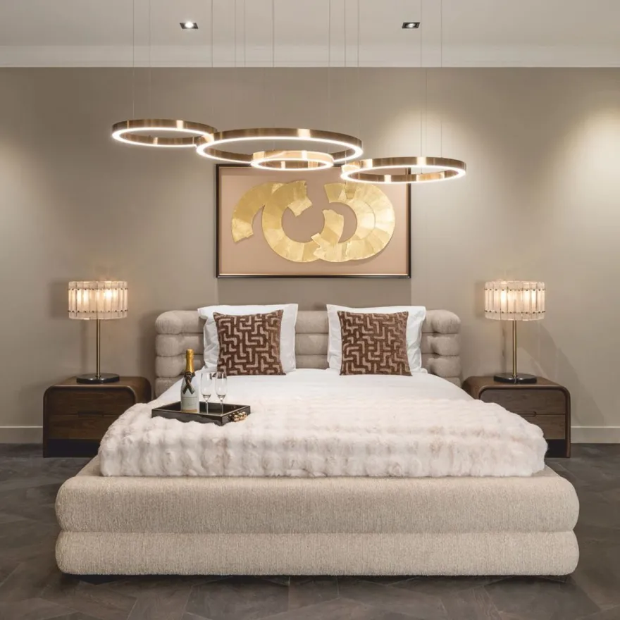Casa Padrino Luxus Doppelbett Naturfarben 180 x 210 cm - Schlafzimmer Möbel