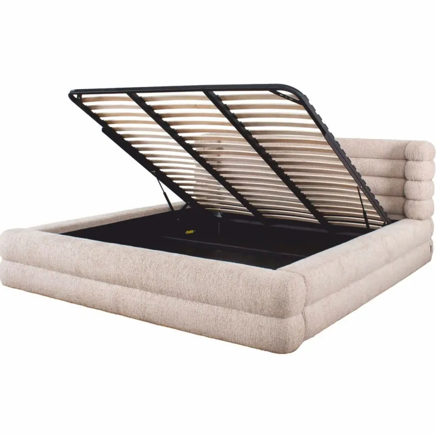 Casa Padrino Luxus Doppelbett Naturfarben 180 x 210 cm - Schlafzimmer Möbel