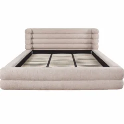 Casa Padrino Luxus Doppelbett Naturfarben 180 x 210 cm - Schlafzimmer Möbel