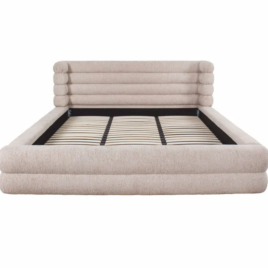 Casa Padrino Luxus Doppelbett Naturfarben 180 x 210 cm - Schlafzimmer Möbel