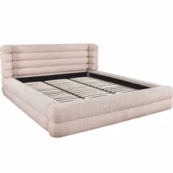Casa Padrino Luxus Doppelbett Naturfarben 180 x 210 cm - Schlafzimmer Möbel