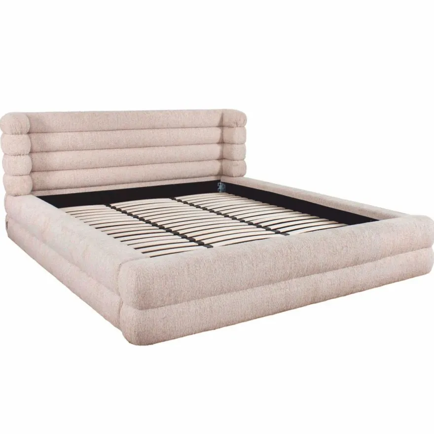 Casa Padrino Luxus Doppelbett Naturfarben 180 x 210 cm - Schlafzimmer Möbel
