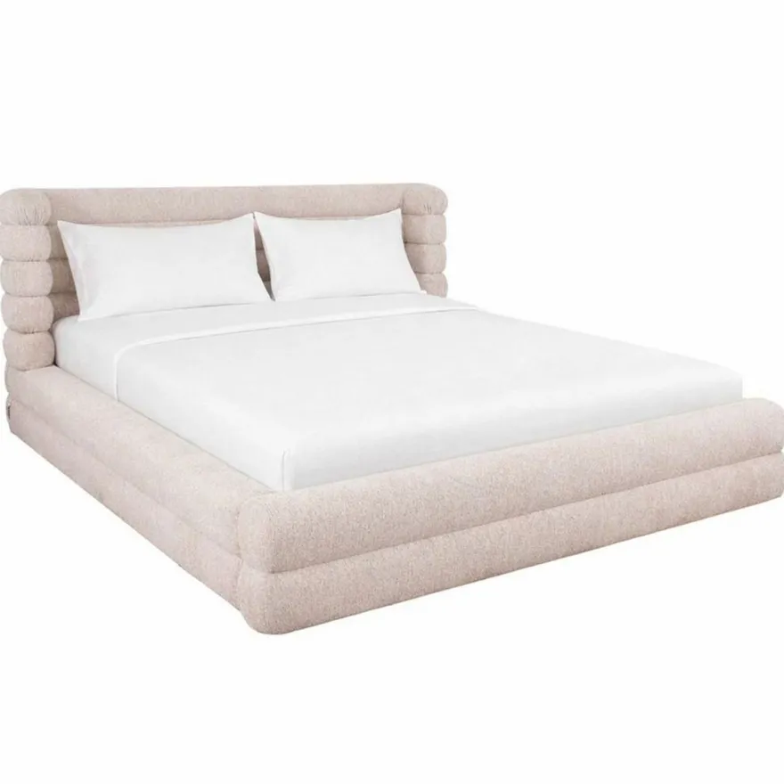 Casa Padrino Luxus Doppelbett Naturfarben 180 x 210 cm - Schlafzimmer Möbel