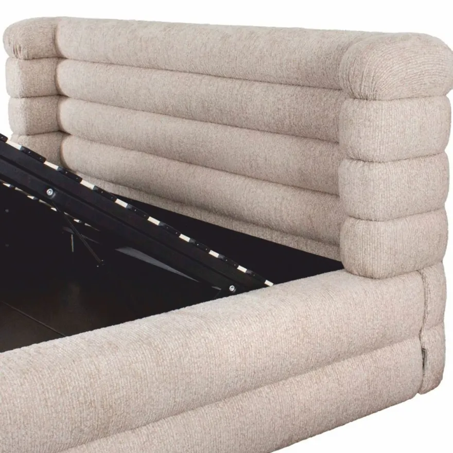 Casa Padrino Luxus Doppelbett Naturfarben 180 x 210 cm - Schlafzimmer Möbel