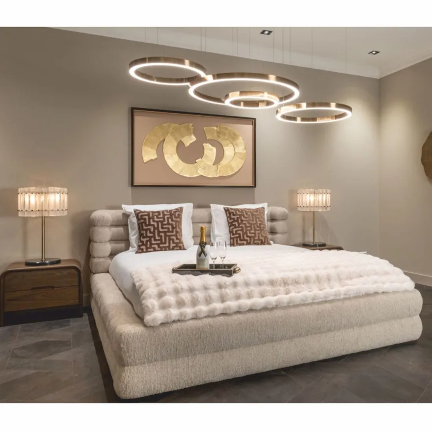 Casa Padrino Luxus Doppelbett Naturfarben 180 x 210 cm - Schlafzimmer Möbel