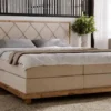 Casa Padrino Luxus Doppelbett Naturfarben 170 x 210 x H. 115 cm - Massivholz Bett mit Matratze - Schlafzimmer Möbel - Hotel Möbel - Luxus Möbel - Luxus Einrichtung