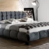 Casa Padrino Luxus Doppelbett Grau / Schwarz - Verschiedene Größen - Modernes Massivholz Bett mit Kopfteil - Luxus Schlafzimmer Möbel - Luxus Kollektion