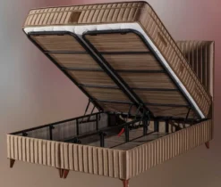 Casa Padrino Luxus Doppelbett mit Matratze Braun 180 x 200 cm - Schlafzimmer Möbel