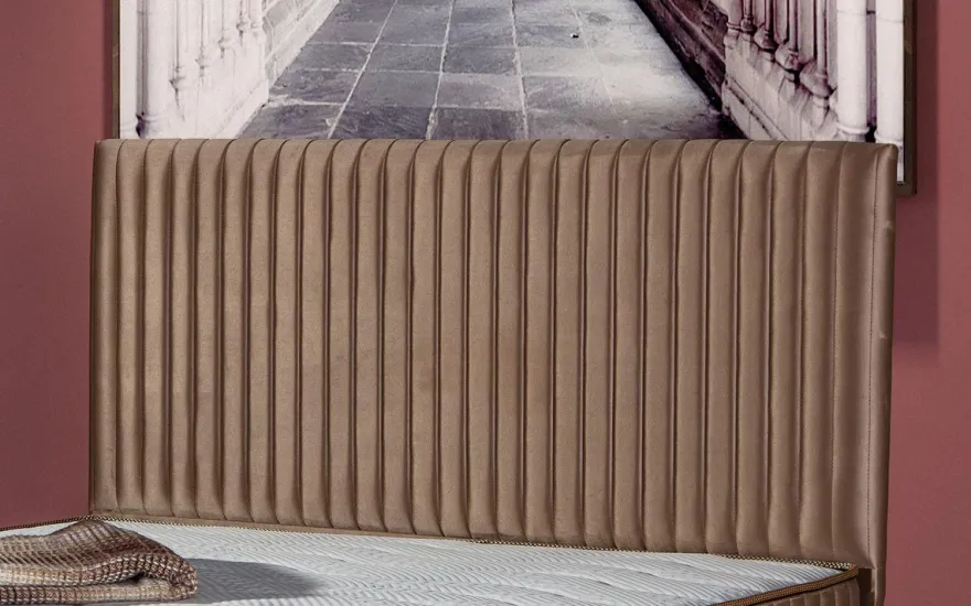 Casa Padrino Luxus Doppelbett mit Matratze Braun 180 x 200 cm - Schlafzimmer Möbel