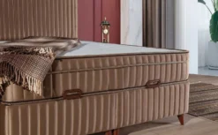 Casa Padrino Luxus Doppelbett mit Matratze Braun 180 x 200 cm - Schlafzimmer Möbel