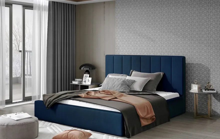 Casa Padrino Luxus Doppelbett mit Matratze Blau - Verschiedene Größen