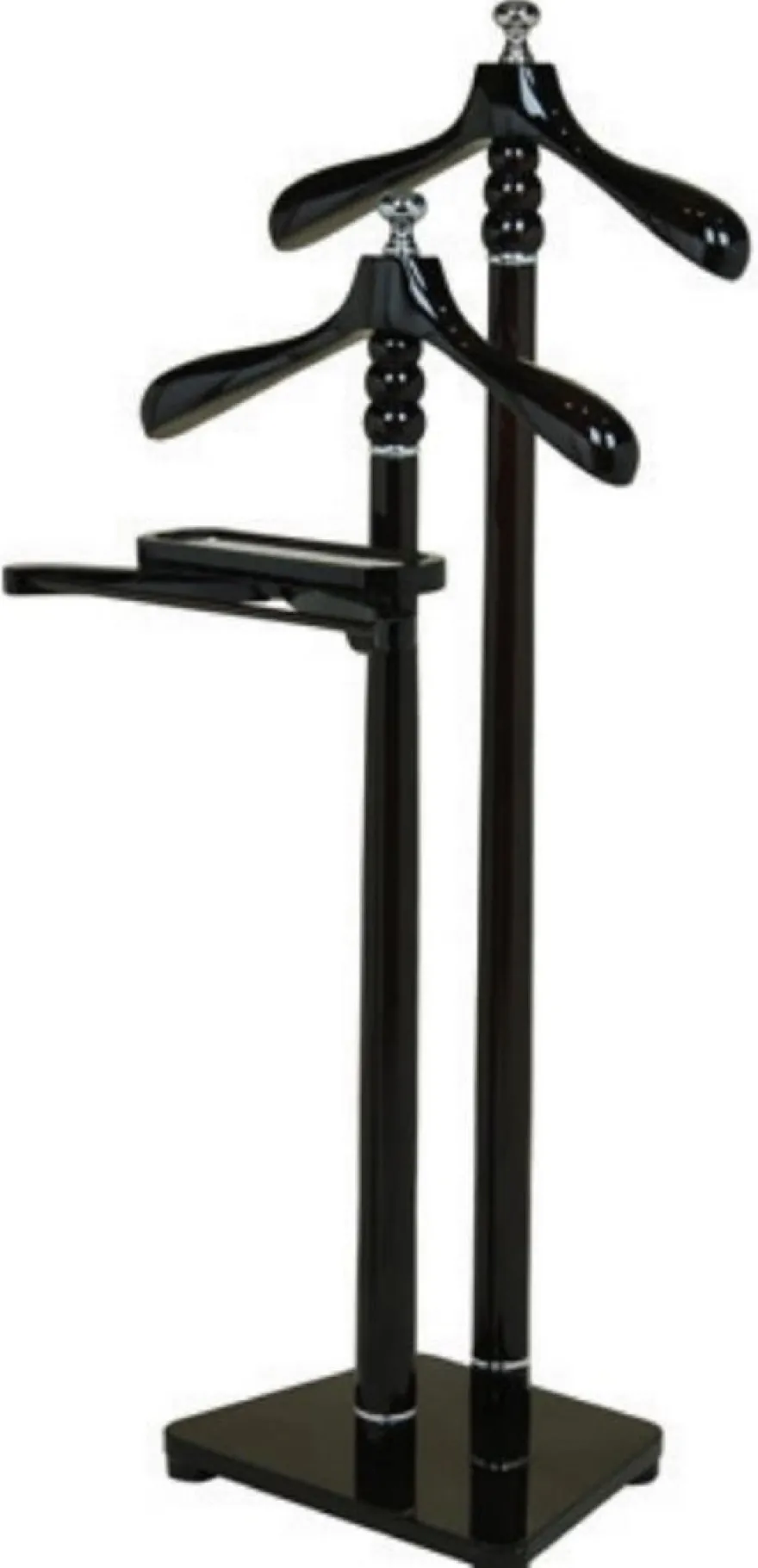Casa Padrino Luxus Doppel Dressboy Schwarz / Silber 50 x 44 x H. 126 cm - Kleiderständer - Garderobenständer - Stummer Diener - Schlafzimmer Accessoires - Hotel Accessoires