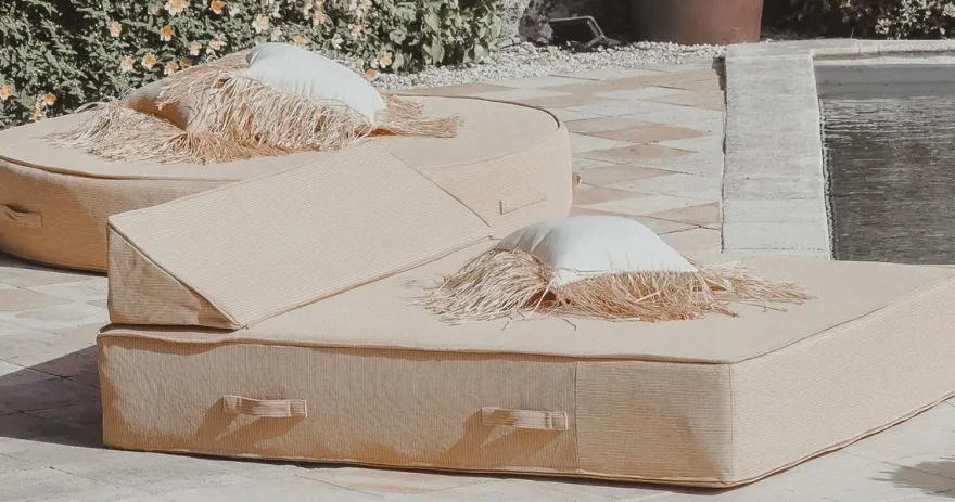 Casa Padrino Luxus Doppel Gartenliege Beige 180 x 160 cm