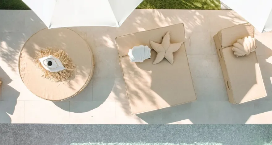 Casa Padrino Luxus Doppel Gartenliege Beige 180 x 160 cm