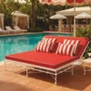 Casa Padrino Luxus Doppel Gartenliege Weiß / Rot 160 x 190 cm - Doppel Sonnenliege - Hotel & Garten Möbel VPP
