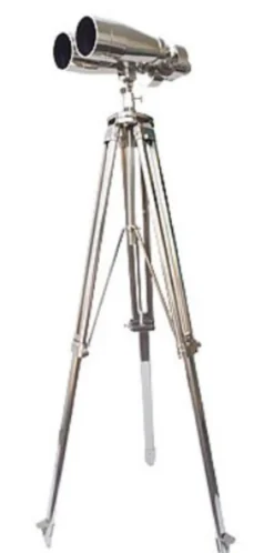 Casa Padrino Luxus Doppelteleskop Silber 78 x 78 x H. 180 cm - Messing Teleskop mit Dreibein Stativ - Luxus Kollektion