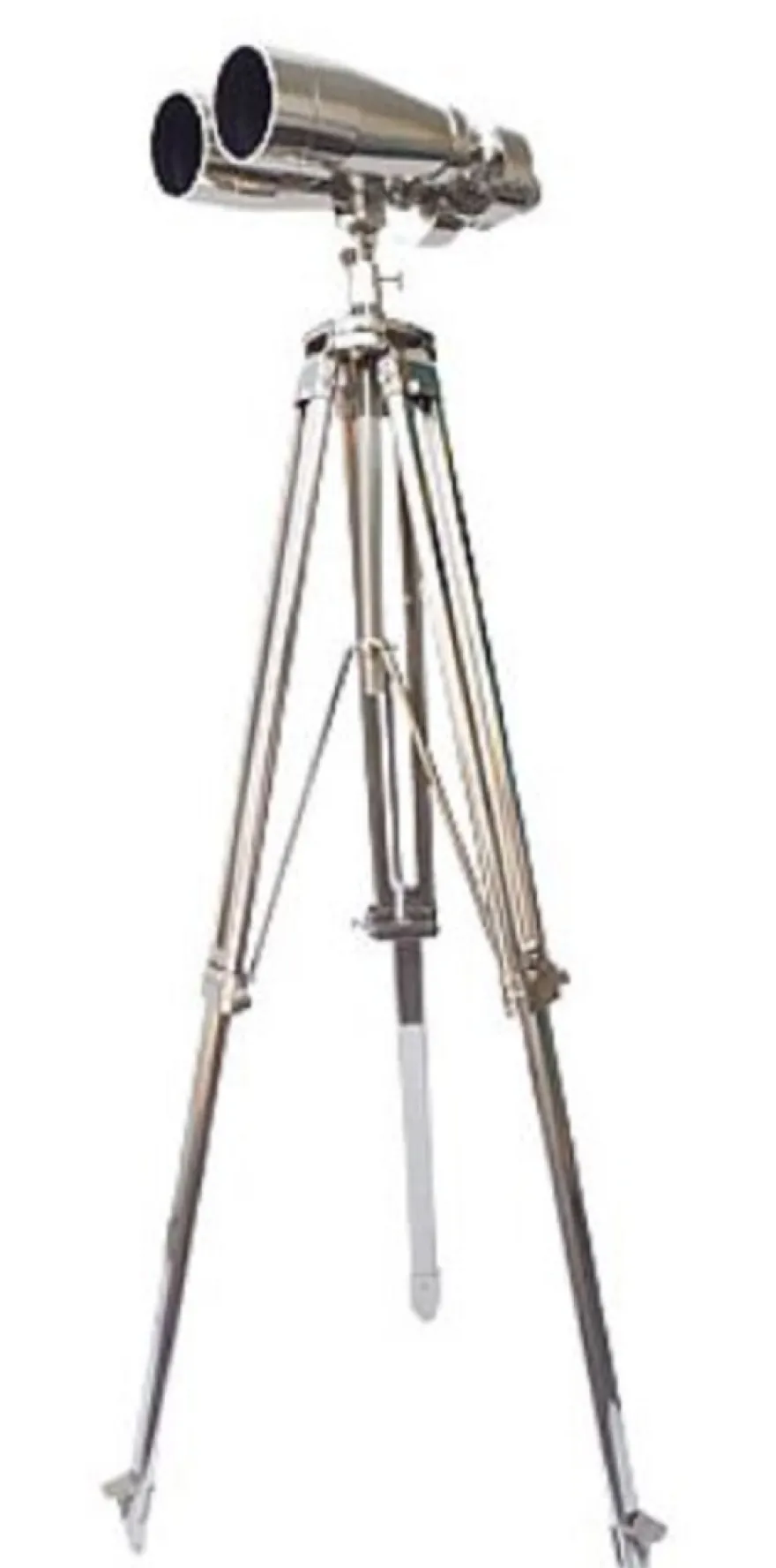 Casa Padrino Luxus Doppelteleskop Silber 78 x 78 x H. 180 cm - Messing Teleskop mit Dreibein Stativ - Luxus Kollektion