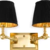 Casa Padrino Luxus Doppel Wandleuchte Gold / Schwarz 33 x 25 x H. 25 cm - Edle Wandlampe mit Schwenkarmen - Luxus Qualität