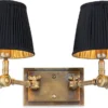 Casa Padrino Luxus Doppel Wandleuchte Vintage Messingfarben / Schwarz 33 x 25 x H. 25 cm - Edle Wandlampe mit Schwenkarmen - Luxus Qualität